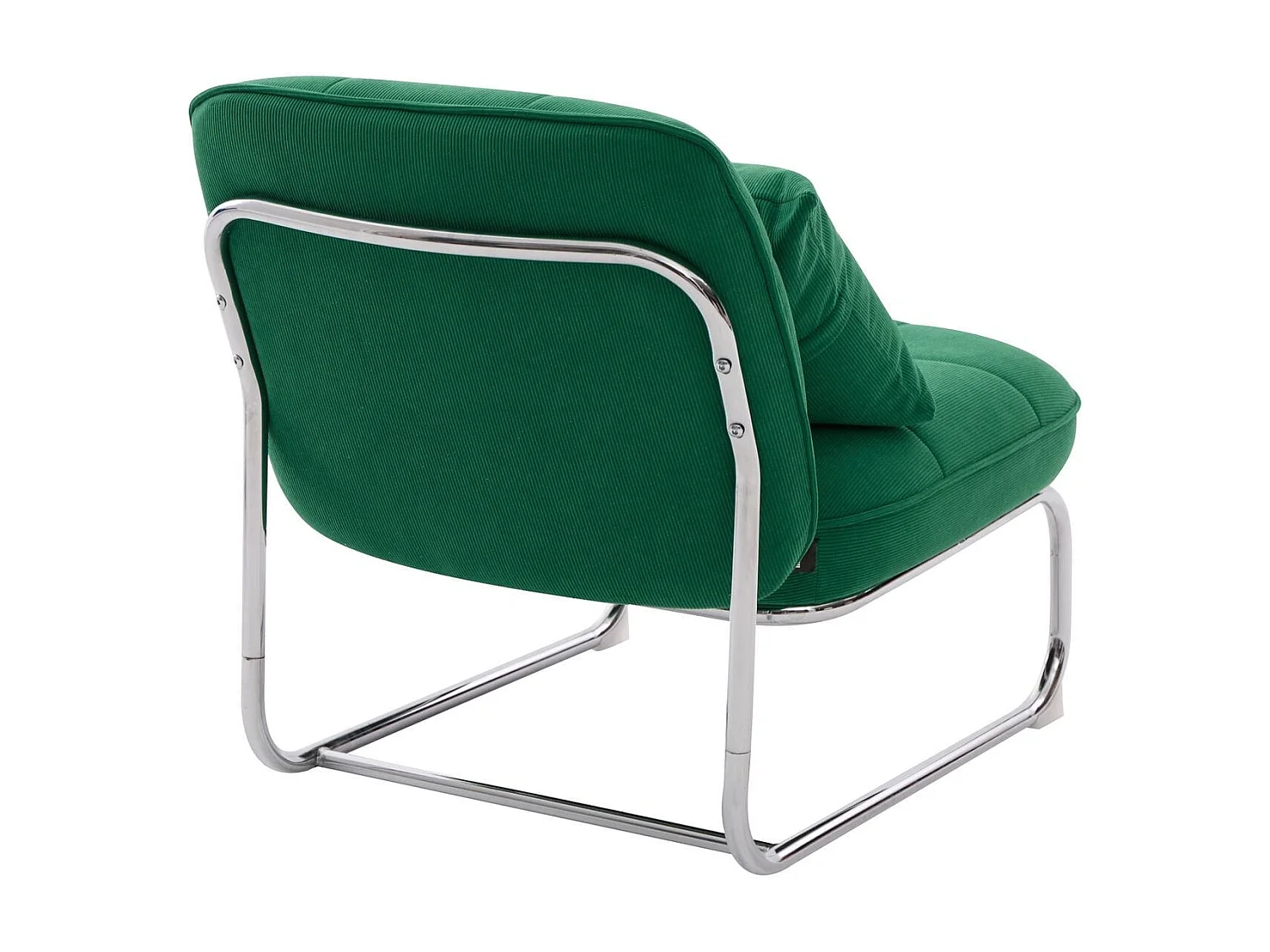 Fauteuil en velours côtelé vert électrique, piètement chromé - Marvin