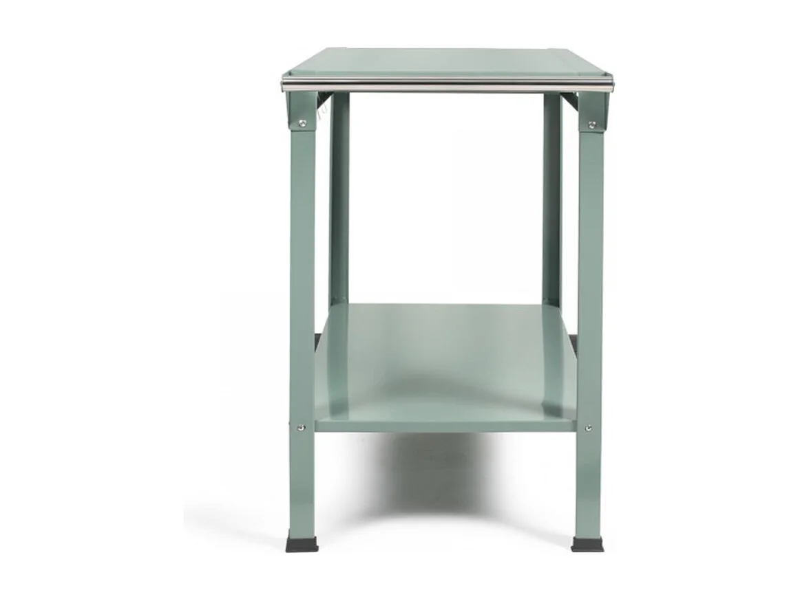 Kaki Servierwagen Livoo GS168V für Plancha 2-3 Brenner, lackierter Stahl, 3 Haken, Korb, gezahnte Räder, 91,5x50,2x80 cm