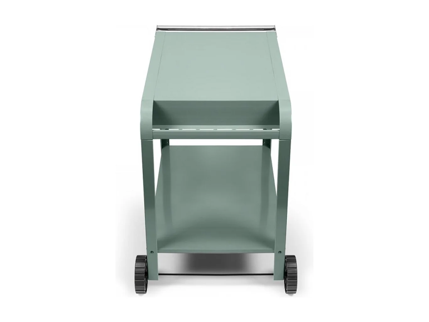 Kaki Servierwagen Livoo GS168V für Plancha 2-3 Brenner, lackierter Stahl, 3 Haken, Korb, gezahnte Räder, 91,5x50,2x80 cm