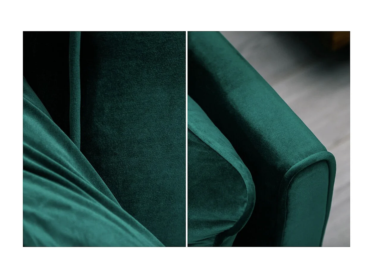 Canapé droit DANNA vert émeraude – Canapé scandinave convertible en velours