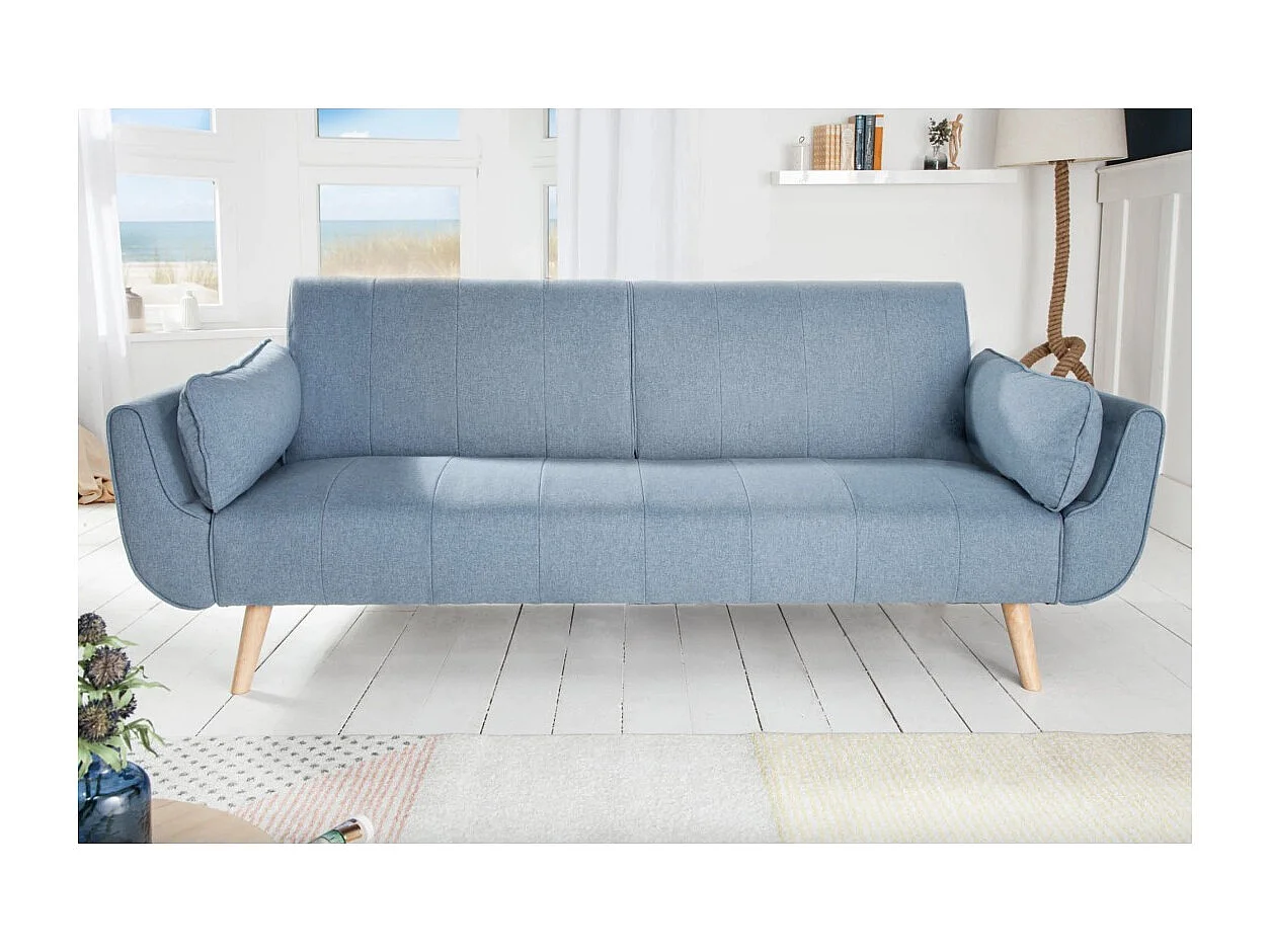 Canapé droit DANNA bleu clair – Canapé scandinave convertible en tissu