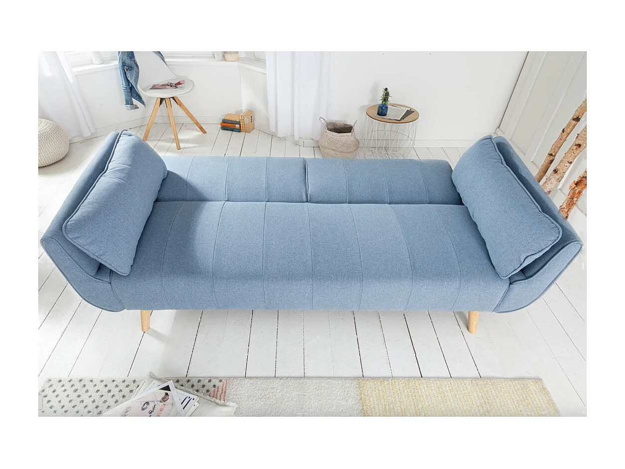 Canapé droit DANNA bleu clair – Canapé scandinave convertible en tissu