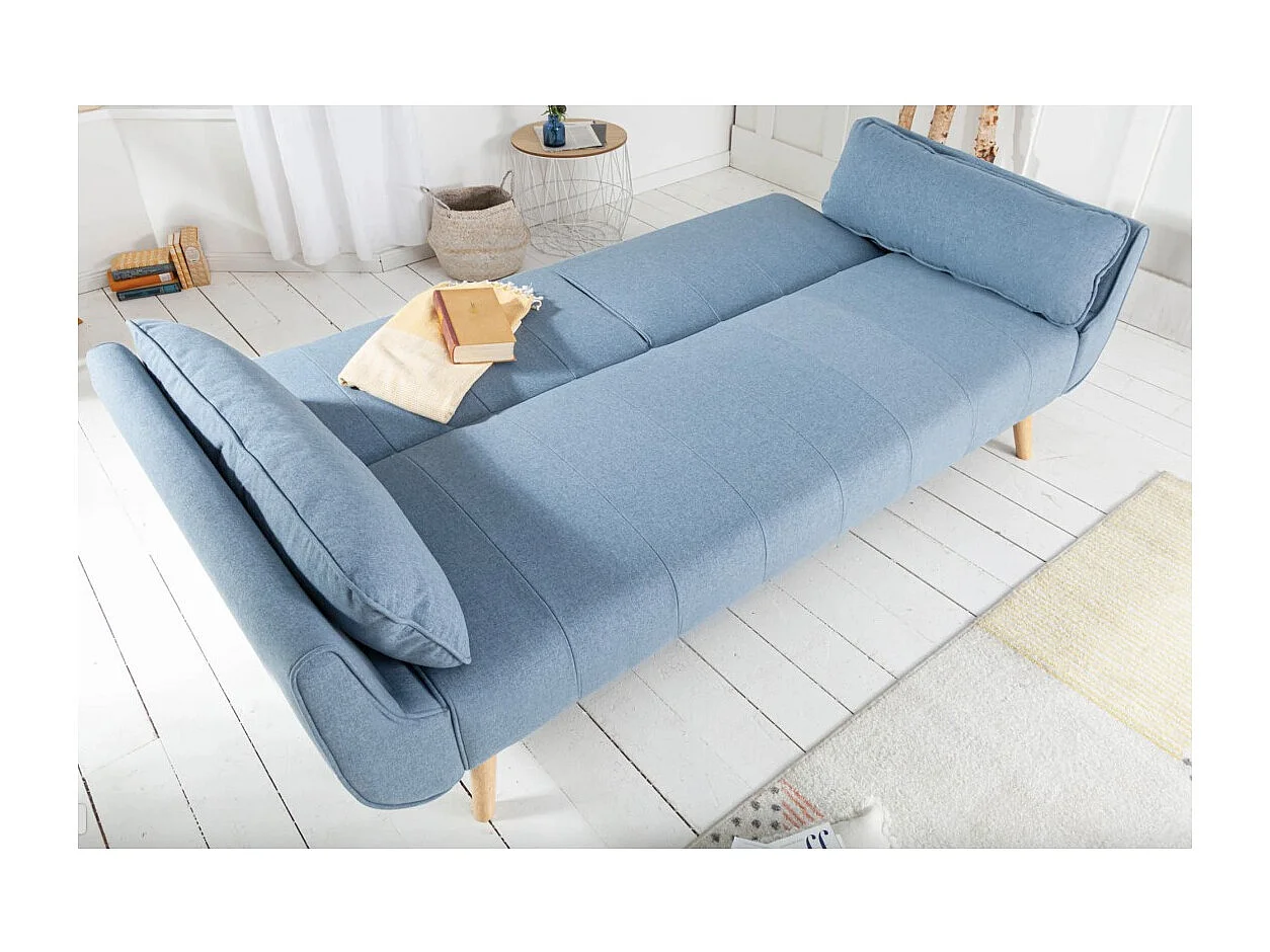 Canapé droit DANNA bleu clair – Canapé scandinave convertible en tissu