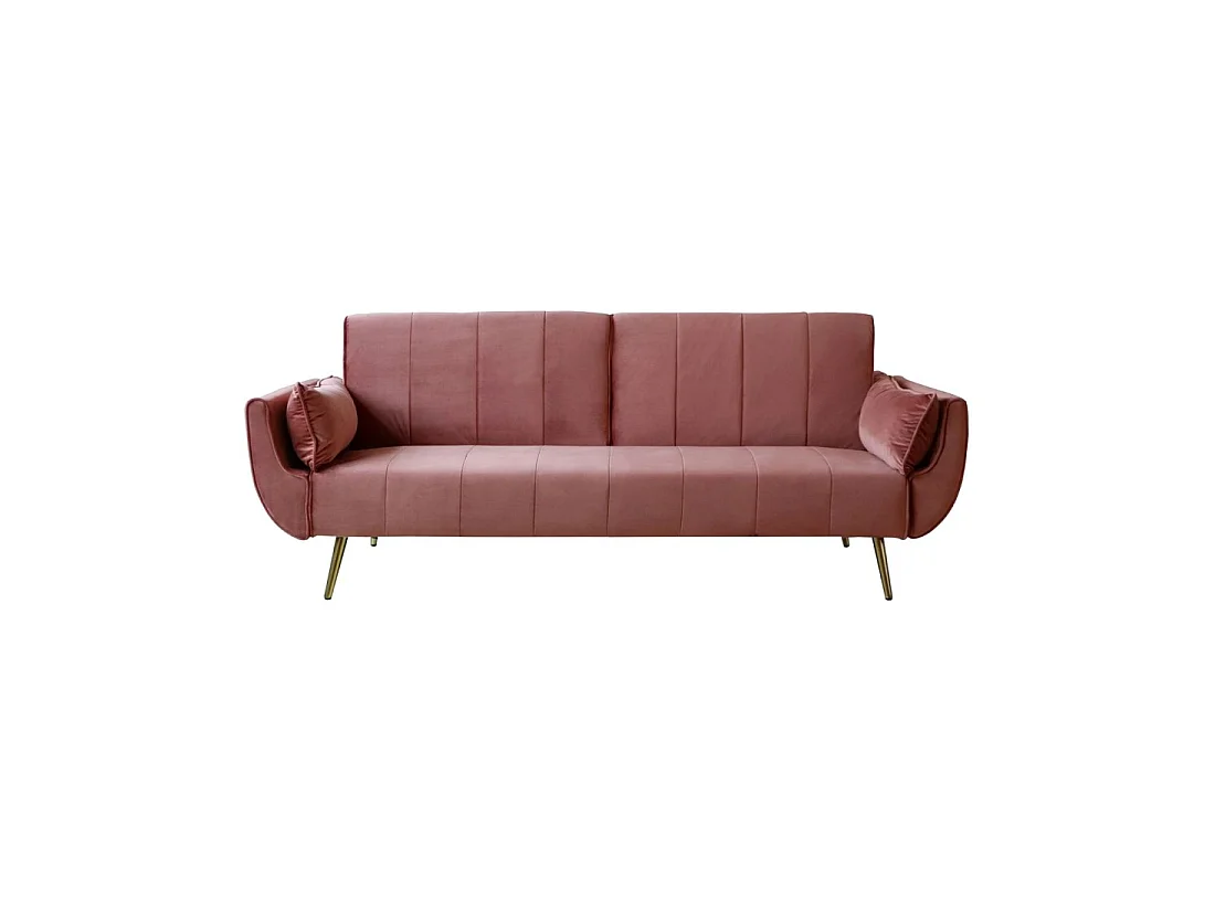 Canapé convertible clic-clac 2 places en velours rose DANNA