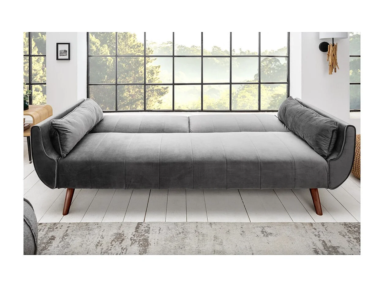 Canapé droit DANNA gris – Canapé scandinave convertible en velours
