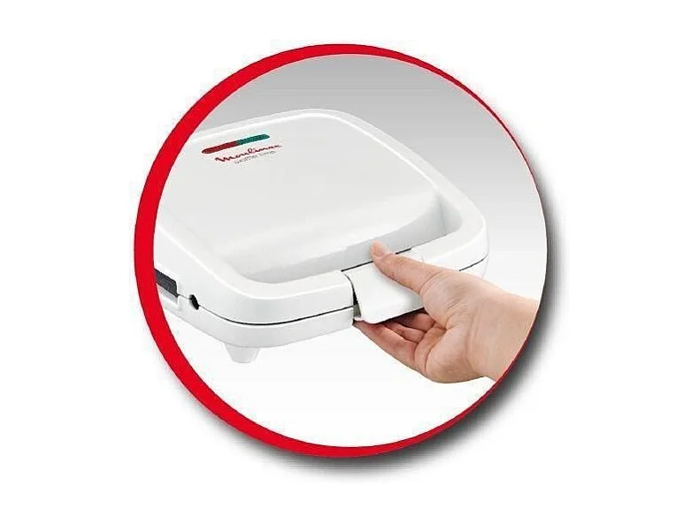 Máquina de waffles elétrica Moulinex Waffle Time 700W branca, placas antiaderentes, organizador de cabo, indicador luminoso, cabo isolado