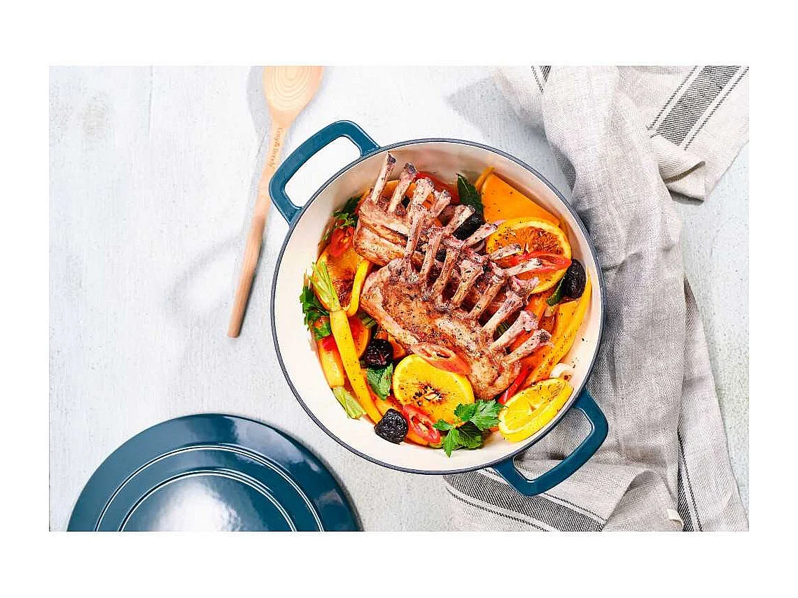 Cocotte avec couvercle - COSY & TRENDY - FONTESTIC - Fonte émaillée- Ø28 cm - 6,15 L - Tous feux dont induction - Bleu