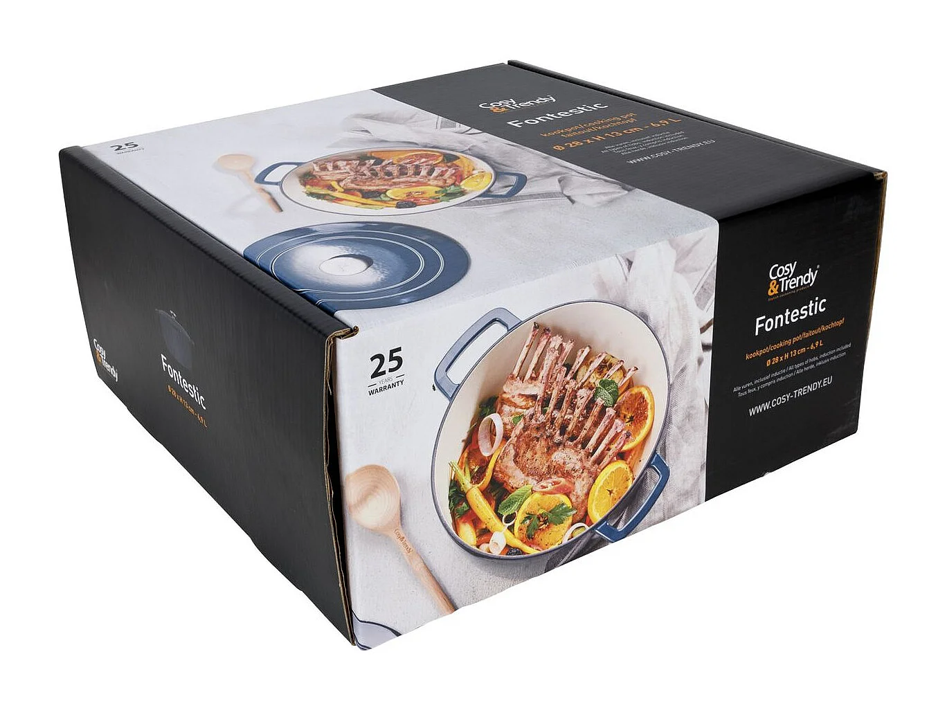 Emaliowany garnek żeliwny COSY & TRENDY FONTESTIC Ø28 cm 6,15 L na wszystkie rodzaje kuchenek, indukcja Głęboki niebieski