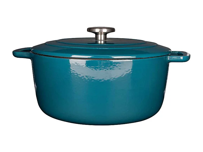 Cocotte avec couvercle - COSY & TRENDY - FONTESTIC - Fonte émaillée- Ø28 cm - 6,15 L - Tous feux dont induction - Bleu