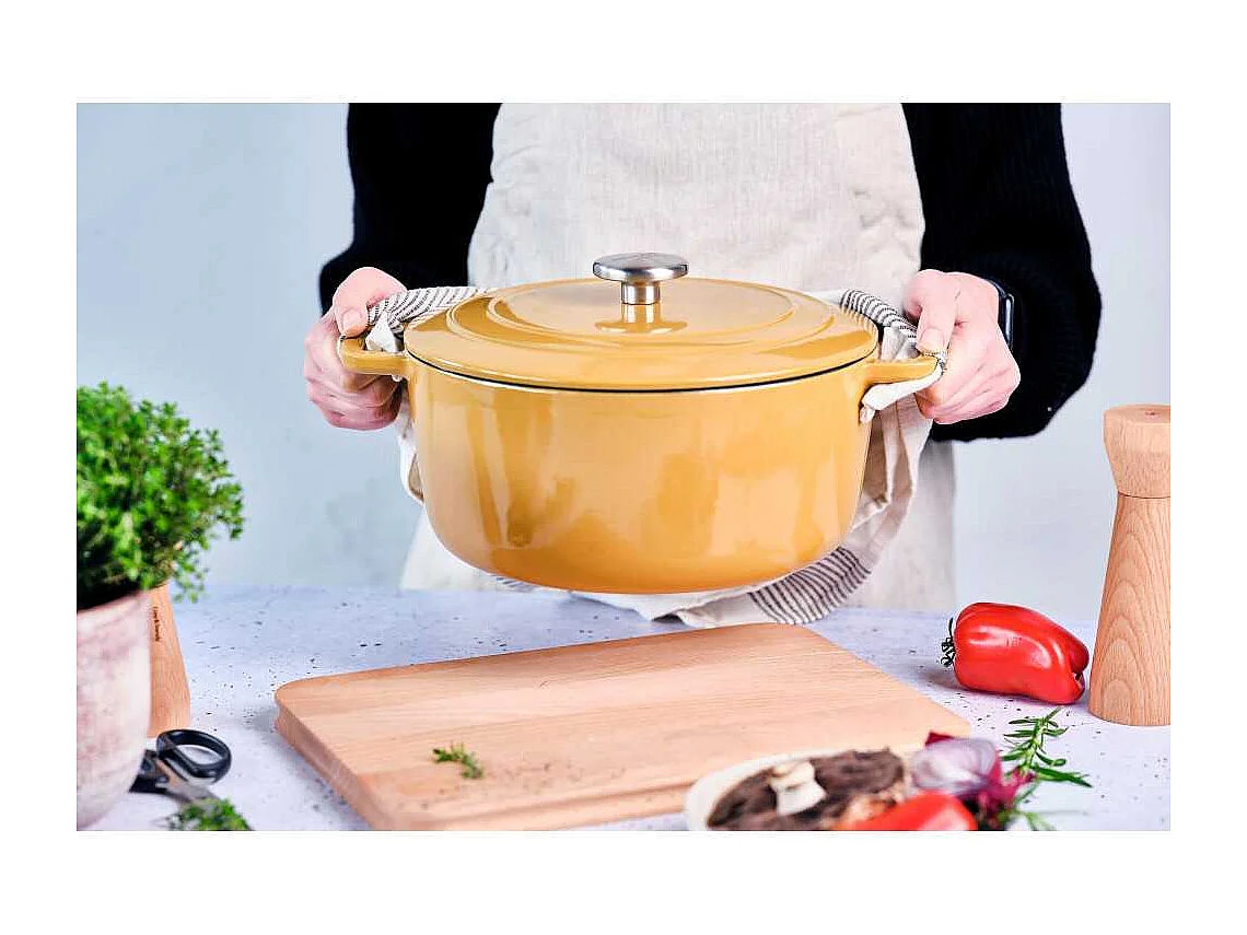 Emaliowany garnek żeliwny COSY & TRENDY FONTESTIC Ø28 cm 6,15 L Wszystkie rodzaje kuchenek Indukcja Bursztyn