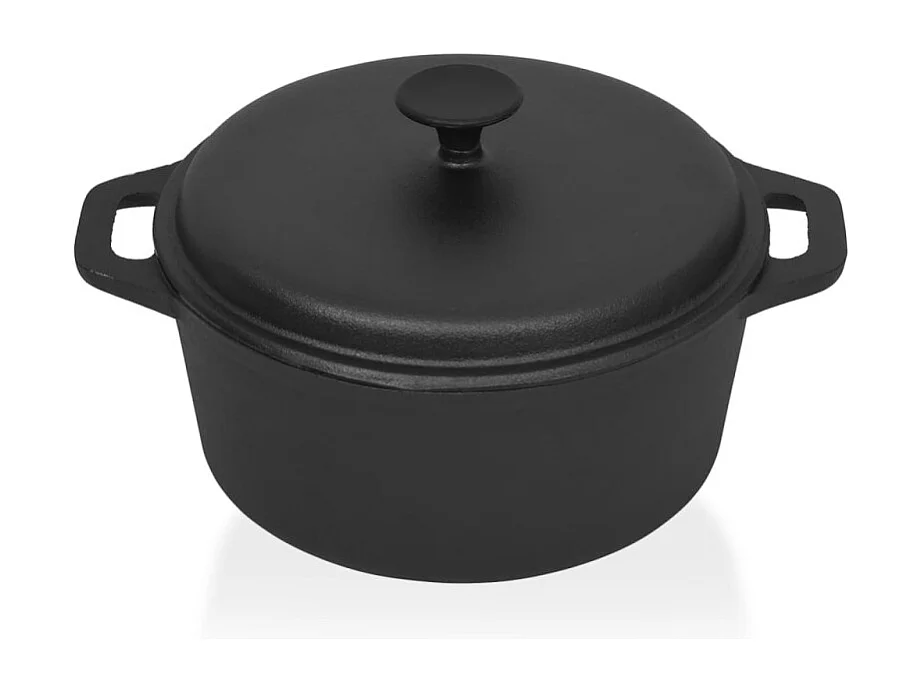 Schwarzer Gusseisentopf Ø26,5 cm 5L - gleichmäßiges Garen, kompatibel mit Gas, Elektro und offenem Feuer