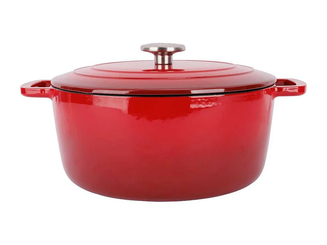 Cocotte avec couvercle - COSY & TRENDY - FONTESTIC - Fonte émaillée- Ø28 cm - 6,15 L - Tous feux dont induction - Rouge