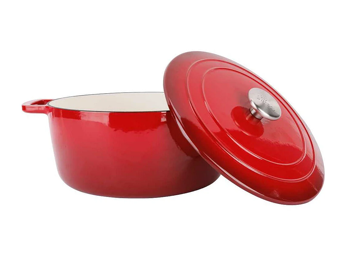 Cocotte avec couvercle - COSY & TRENDY - FONTESTIC - Fonte émaillée- Ø28 cm - 6,15 L - Tous feux dont induction - Rouge