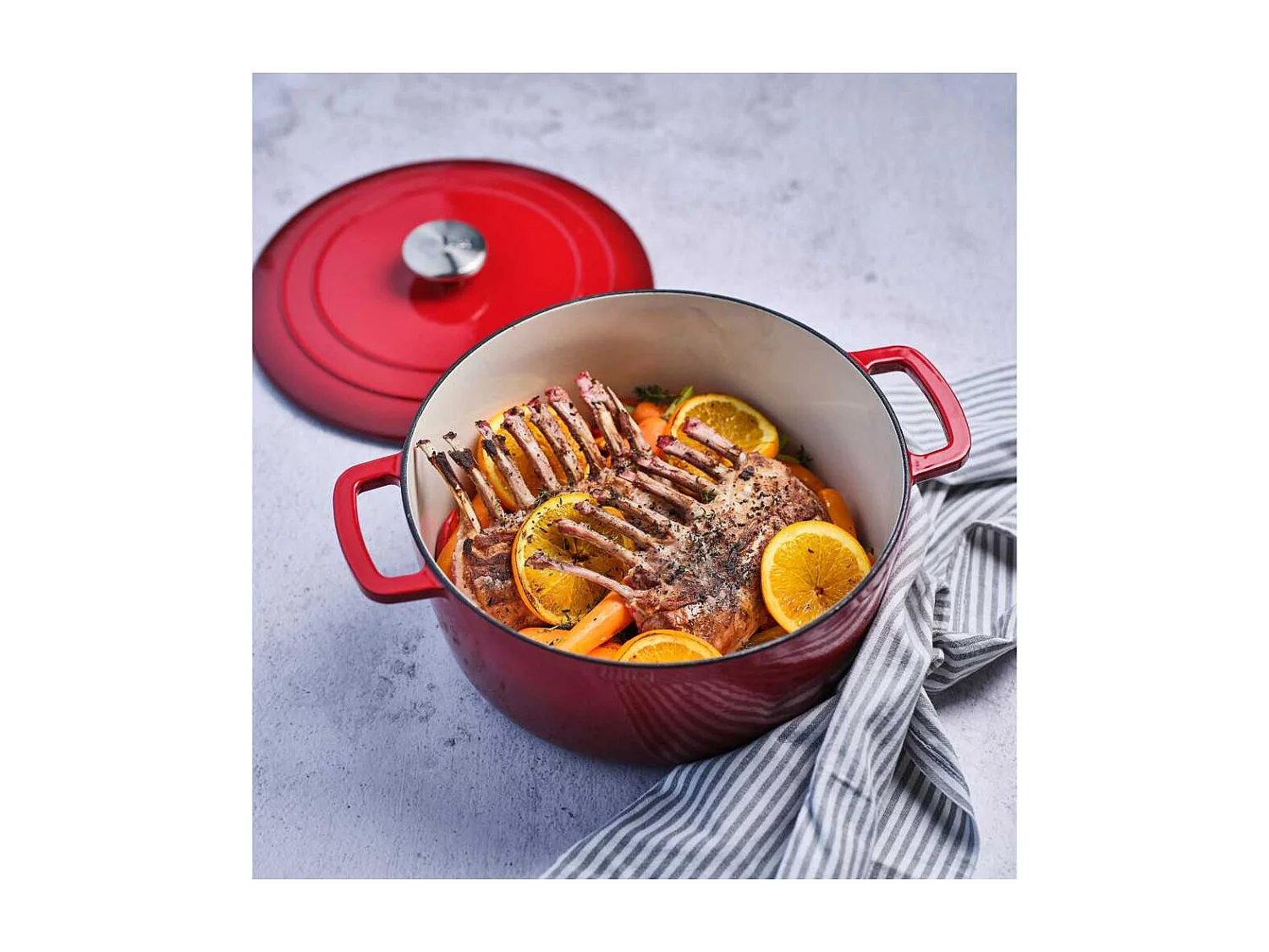 Cocotte avec couvercle - COSY & TRENDY - FONTESTIC - Fonte émaillée- Ø28 cm - 6,15 L - Tous feux dont induction - Rouge