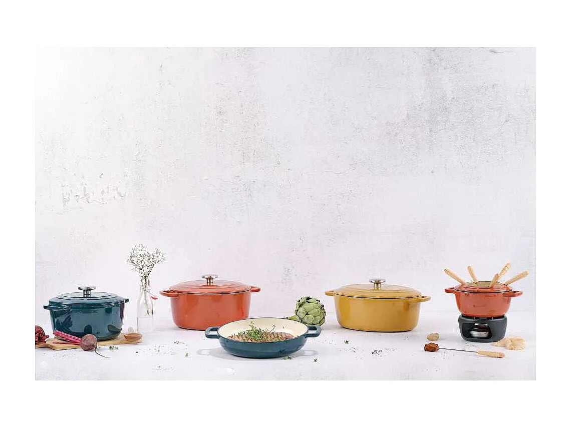 Cocotte avec couvercle - COSY & TRENDY - FONTESTIC - Fonte émaillée- Ø28 cm - 6,15 L - Tous feux dont induction - Rouge