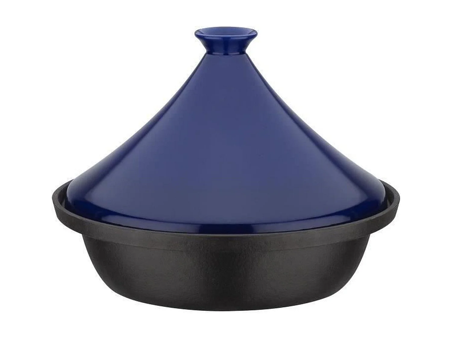 Tajín de hierro fundido macizo de 30 x 22 cm - Tapa de cerámica - Apto para inducción - Azul