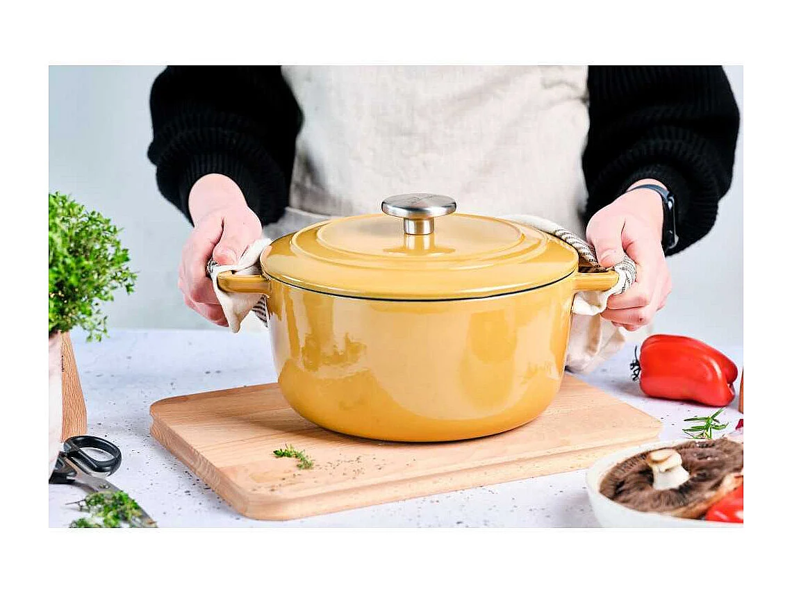 Cocotte avec couvercle - COSY & TRENDY - FONTESTIC - Fonte émaillée- Ø24 cm - 4,6 L - Tous feux dont induction - Ambre