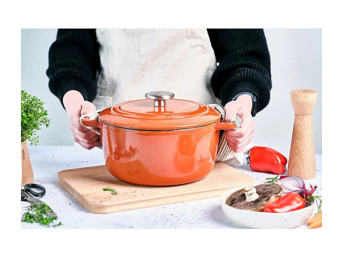 Cocotte avec couvercle - COSY & TRENDY - FONTESTIC - Fonte émaillée- Ø24 cm - 4,6 L - Tous feux dont induction - Rouille