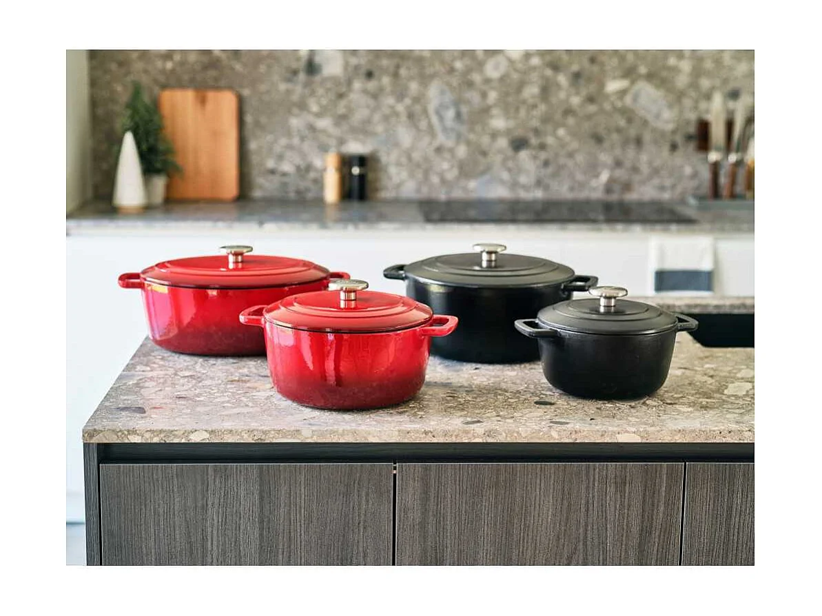 Cocotte avec couvercle - COSY & TRENDY - FONTESTIC - Fonte émaillée- Ø24 cm - 4,6 L - Tous feux dont induction - Noir