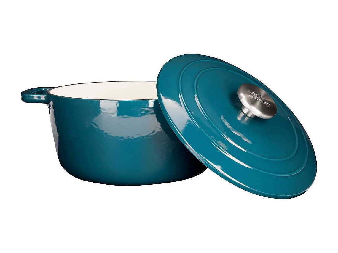 Cocotte avec couvercle - COSY & TRENDY - FONTESTIC - Fonte émaillée- Ø24 cm - 4,6 L - Tous feux dont induction - Bleu