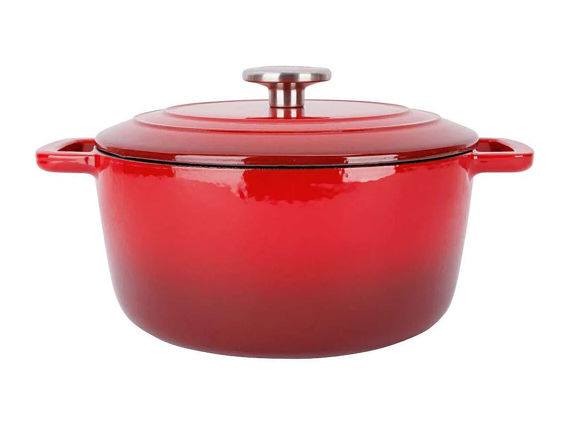 Cocotte avec couvercle - COSY & TRENDY - FONTESTIC - Fonte émaillée- Ø24 cm - 4,6 L - Tous feux dont induction - Rouge