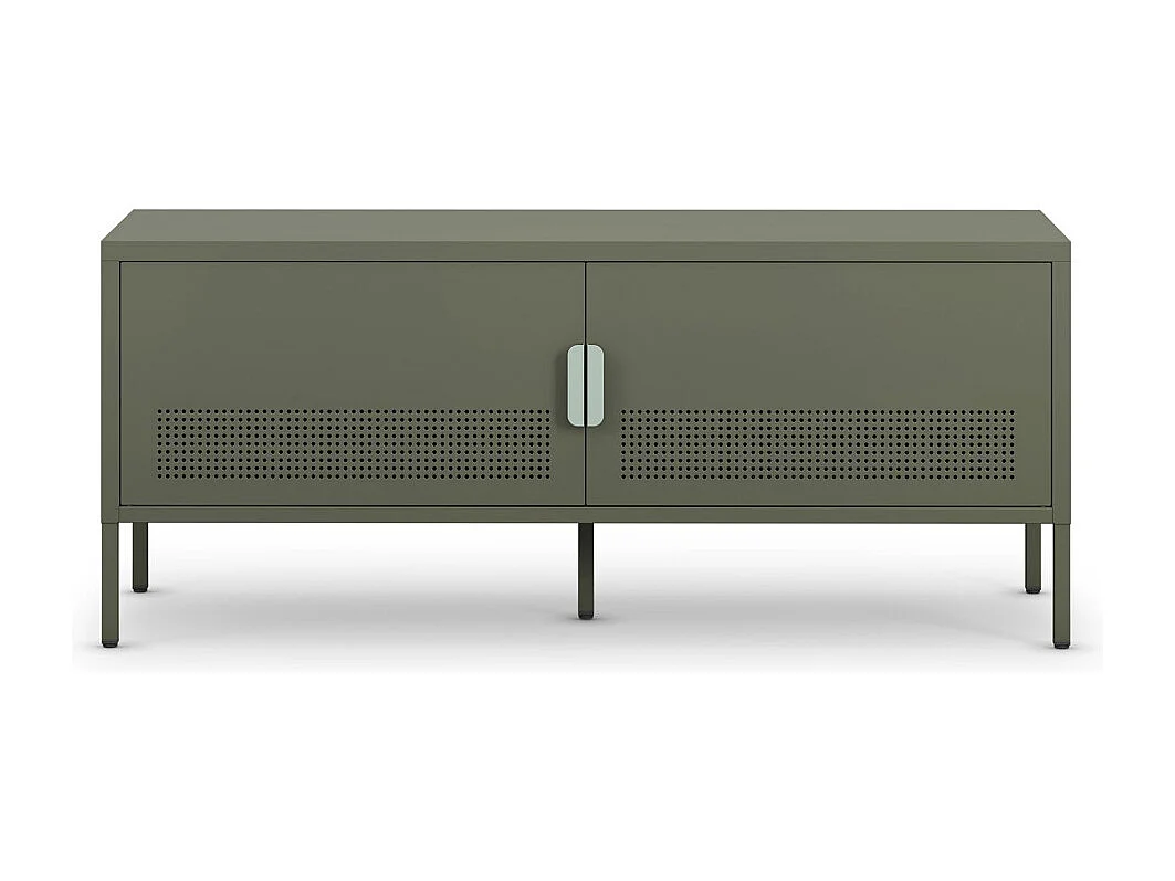 Adel - Meuble TV 2 portes en métal L120cm - Vert