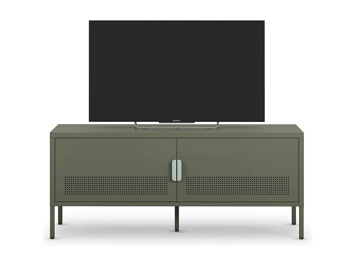 Adel - Meuble TV 2 portes en métal L120cm - Vert