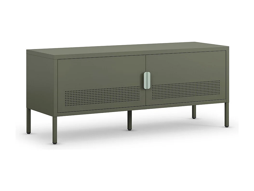 Adel - Meuble TV 2 portes en métal L120cm - Vert