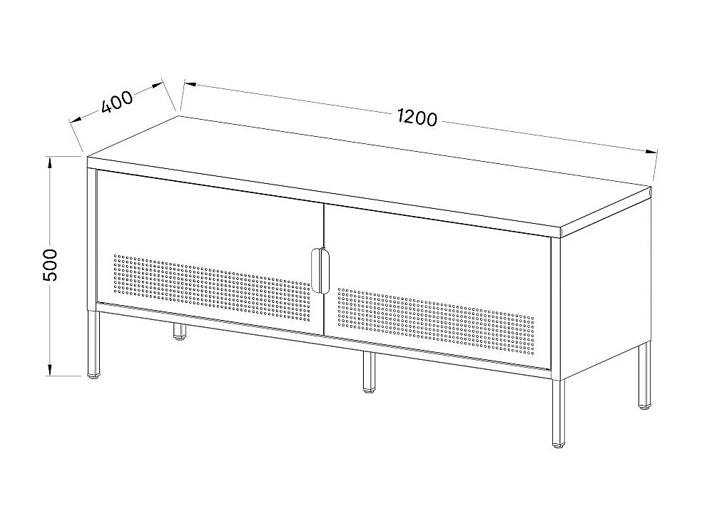 Adel - Meuble TV 2 portes en métal L120cm - Vert