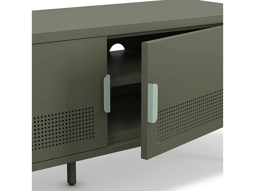 Adel - Meuble TV 2 portes en métal L120cm - Vert