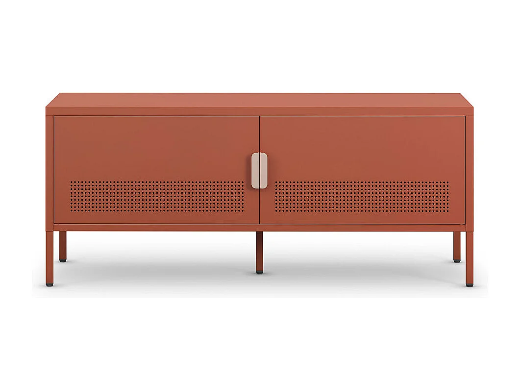 Adel - Meuble TV 2 portes en métal L120cm - Terracotta