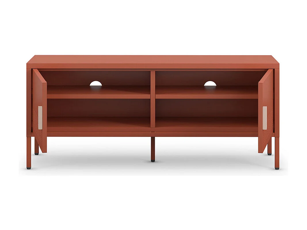 Adel - Meuble TV 2 portes en métal L120cm - Terracotta
