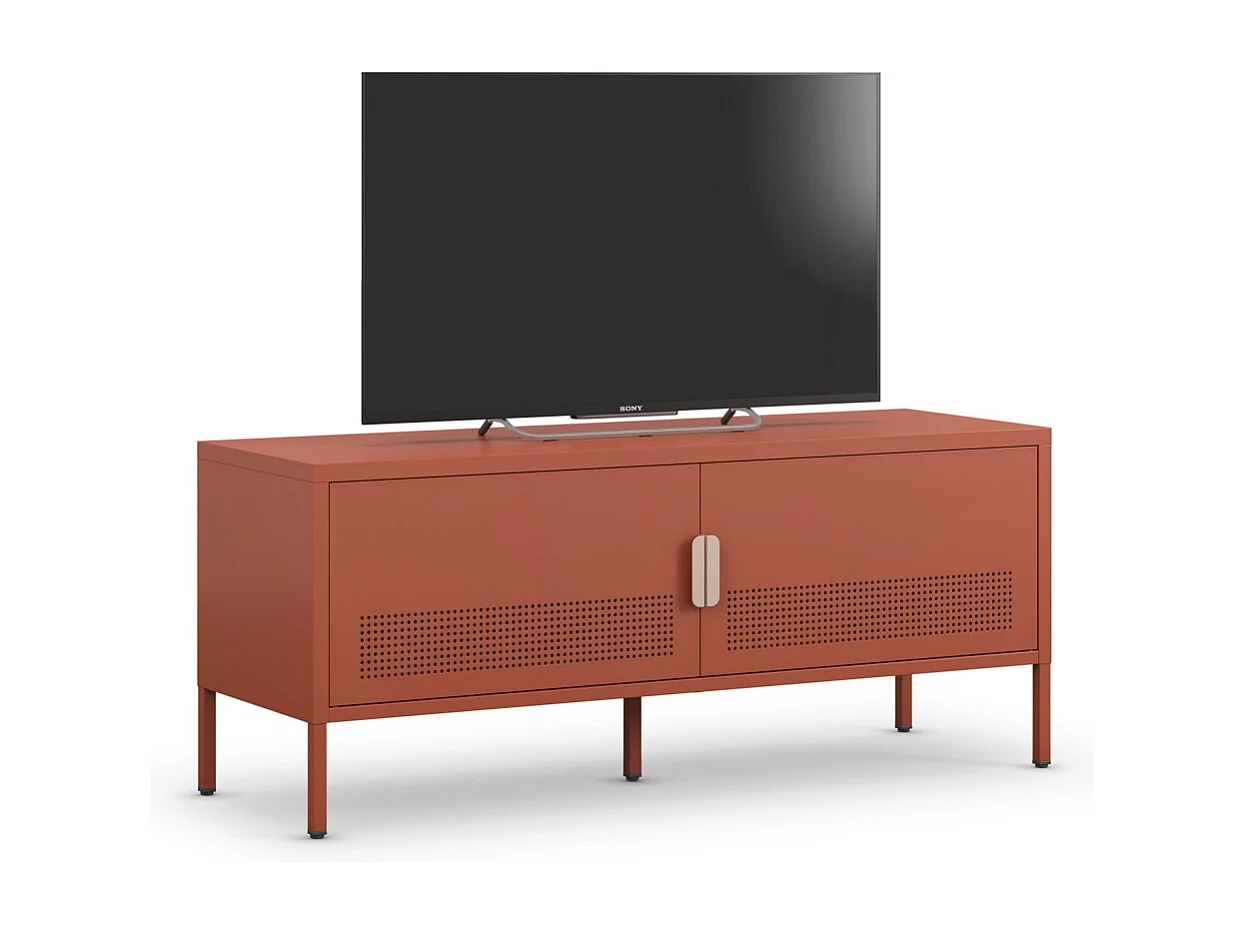 Adel - Meuble TV 2 portes en métal L120cm - Terracotta