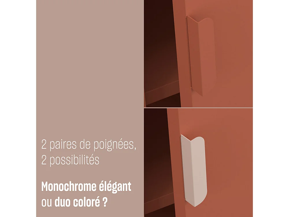 Adel - Meuble TV 2 portes en métal L120cm - Terracotta