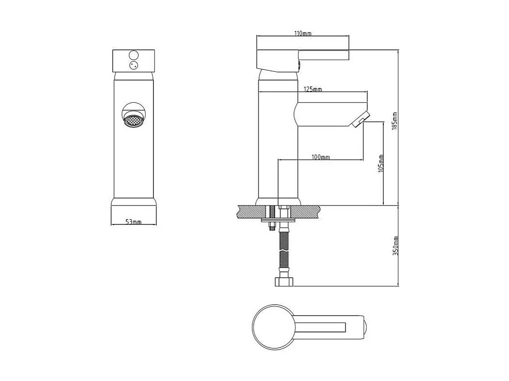 Bateria umywalkowa Dover chromowana z ceramiczną wkładką Ø40 mm, oszczędność wody i korek na linkę - ROUSSEAU