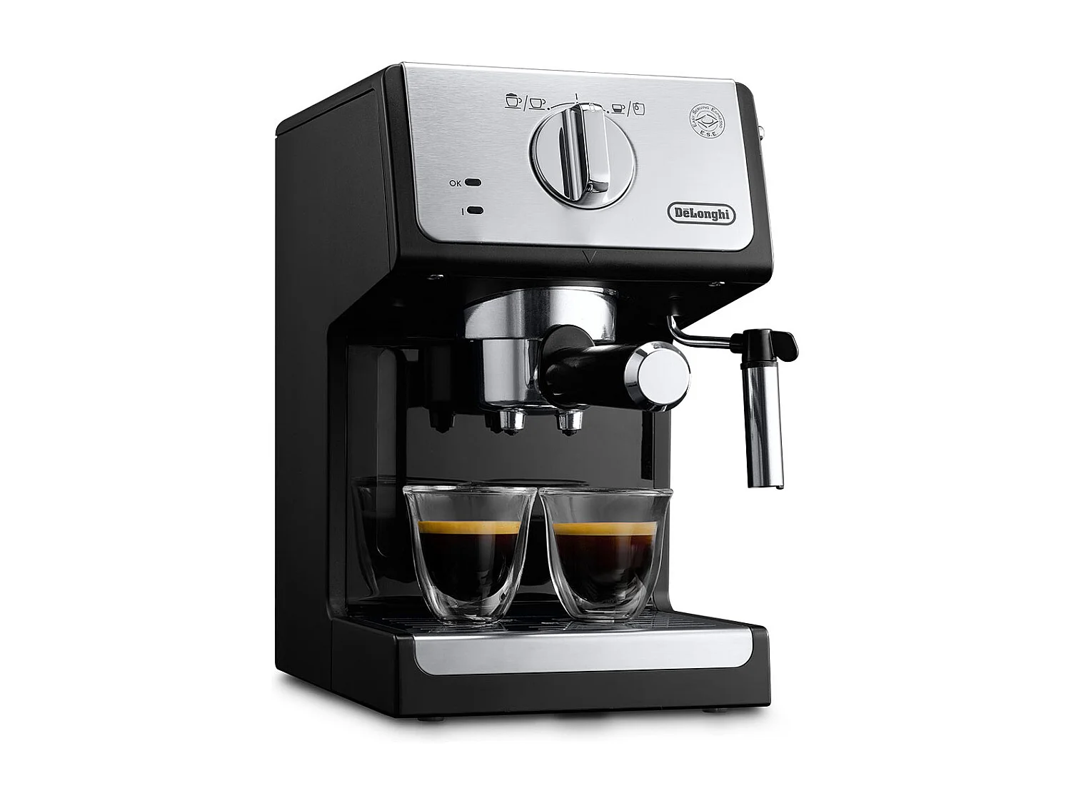 DeLonghi ECP33.21.BK Espressoapparaat 15 Bar Zwart/Zilver - Gemalen Koffie & ESE Pads, 360° Melkopschuimer