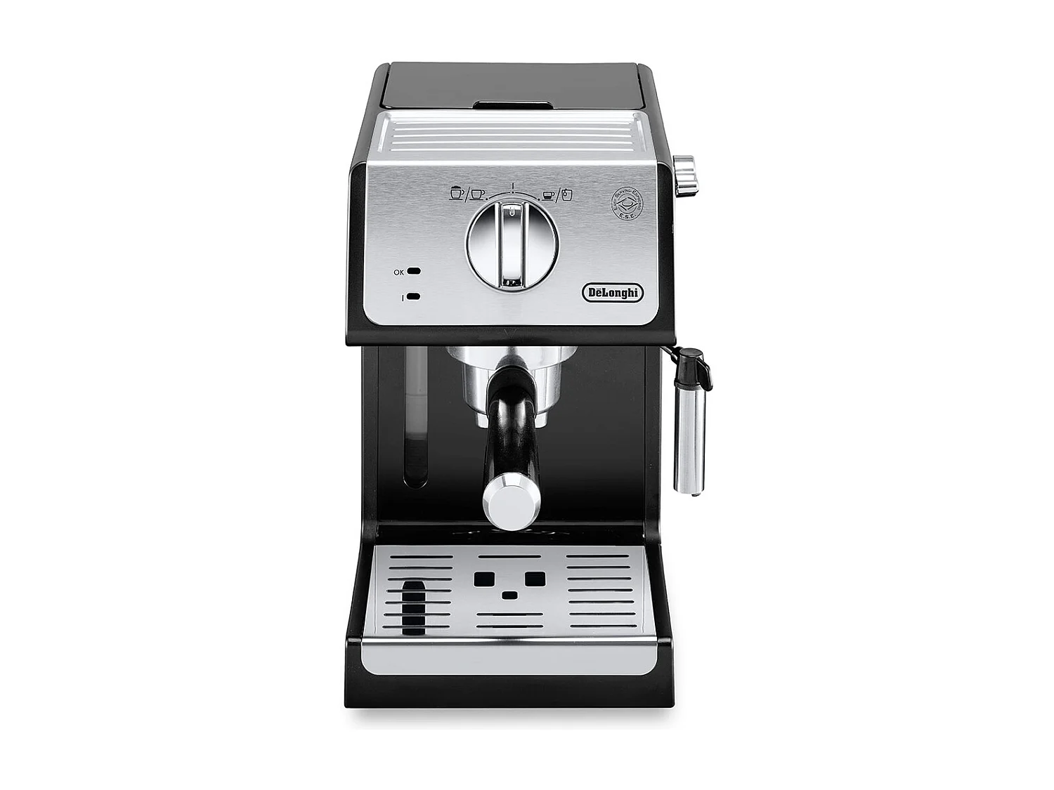 DeLonghi ECP33.21.BK Espressoapparaat 15 Bar Zwart/Zilver - Gemalen Koffie & ESE Pads, 360° Melkopschuimer