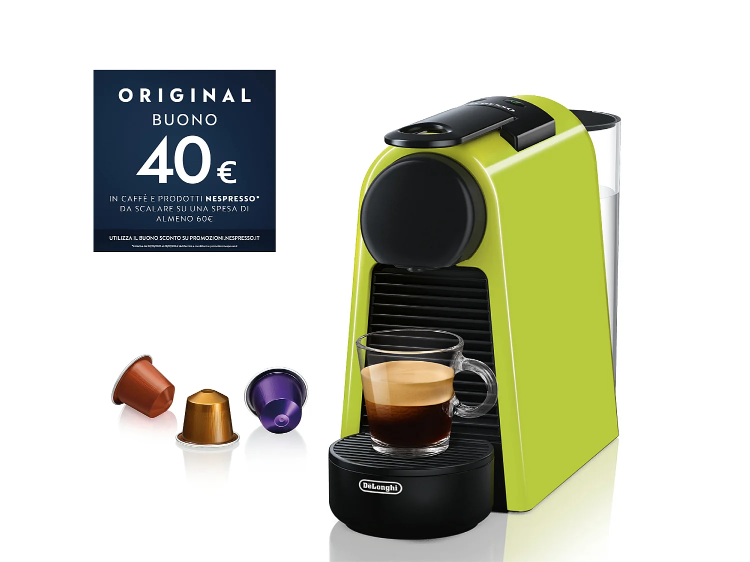 De Longhi Machine à capsules EN85.L Essenza Mini Vert