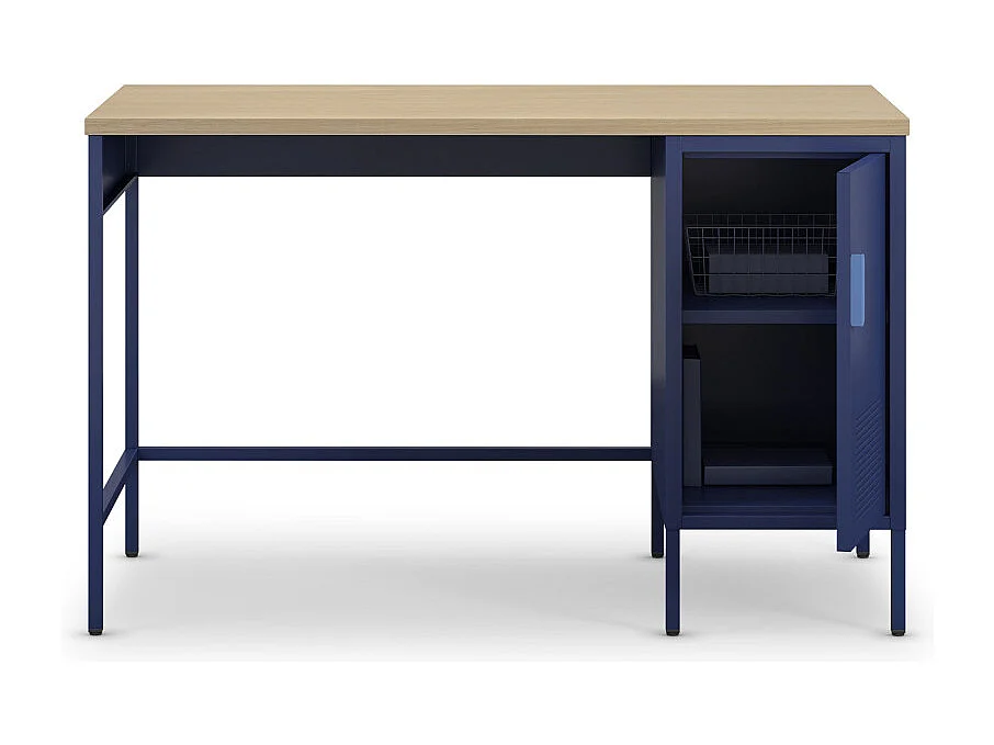 Adel - Bureau 1 porte en métal L120cm - Bleu