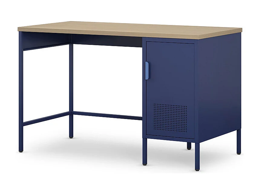 Adel - Bureau 1 porte en métal L120cm - Bleu