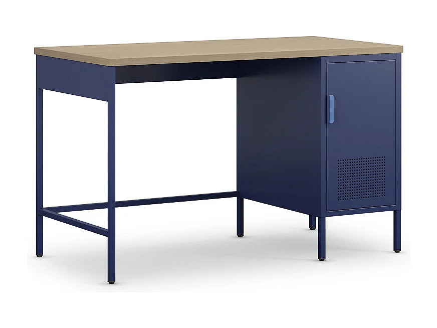Adel - Bureau 1 porte en métal L120cm - Bleu