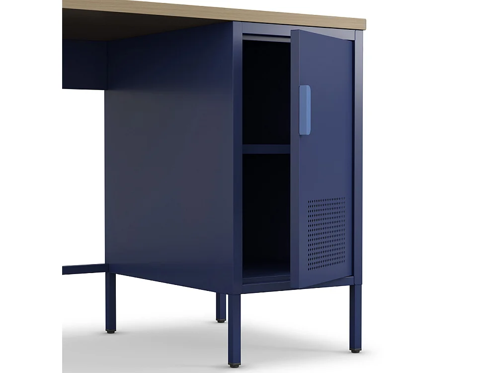 Adel - Bureau 1 porte en métal L120cm - Bleu