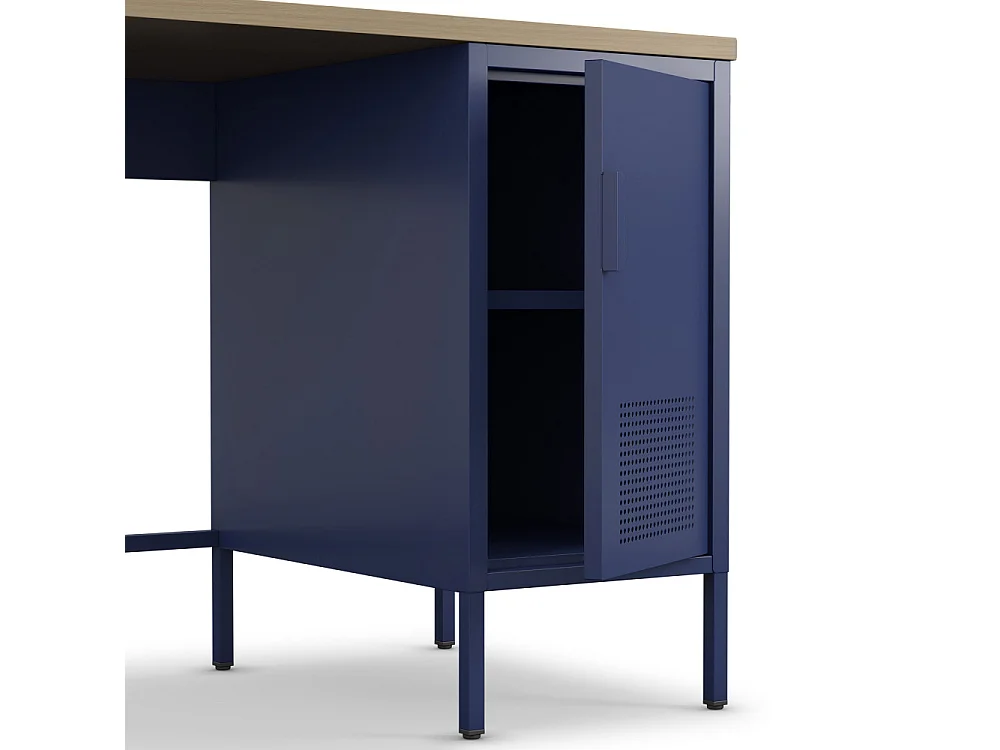 Adel - Bureau 1 porte en métal L120cm - Bleu