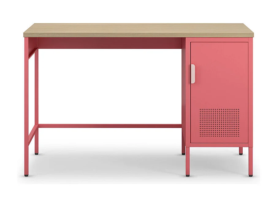 Adel - Bureau 1 porte en métal L120cm - Rose