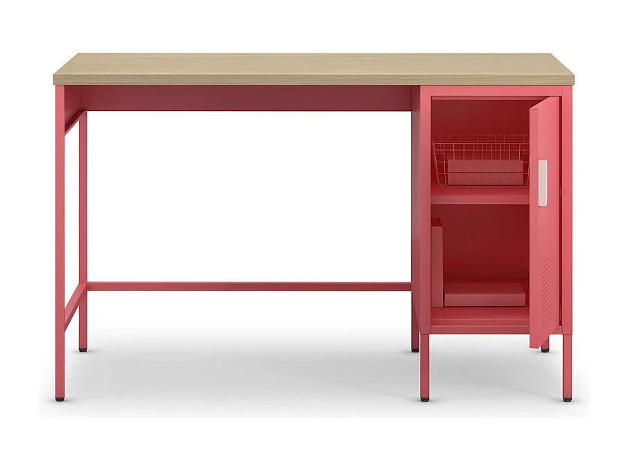 Adel - Bureau 1 porte en métal L120cm - Rose