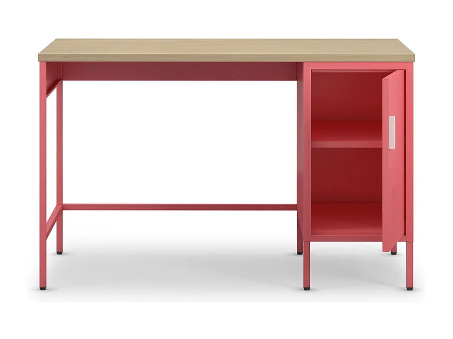 Adel - Bureau 1 porte en métal L120cm - Rose