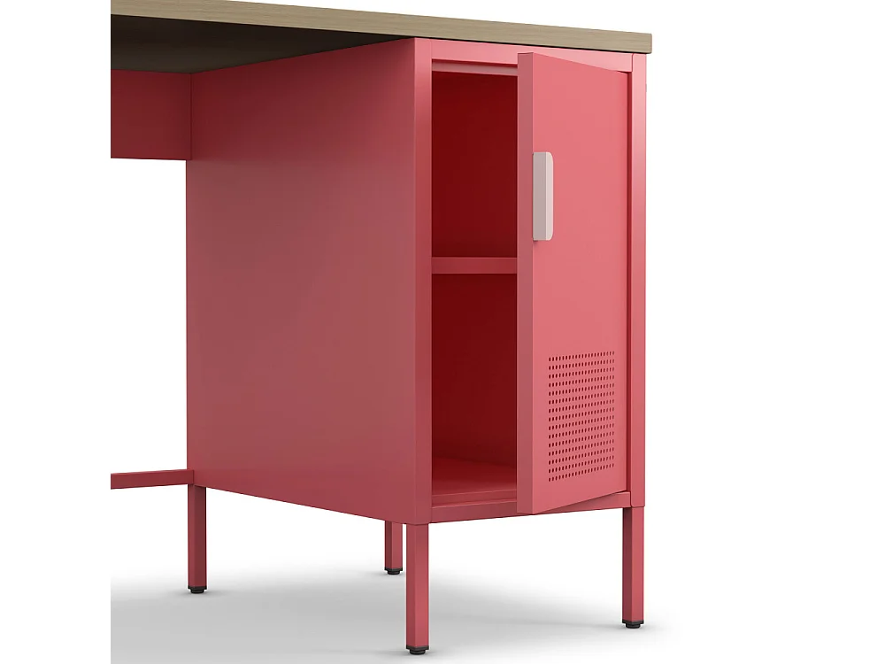 Adel - Bureau 1 porte en métal L120cm - Rose
