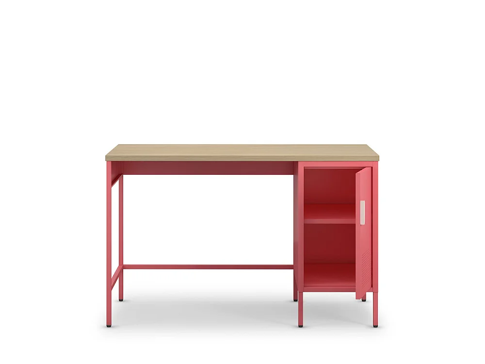 Adel - Bureau 1 porte en métal L120cm - Rose