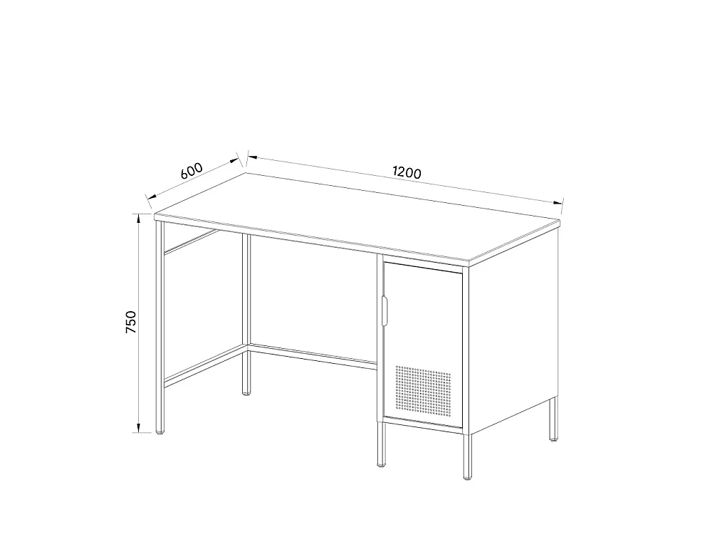 Adel - Bureau 1 porte en métal L120cm - Rose