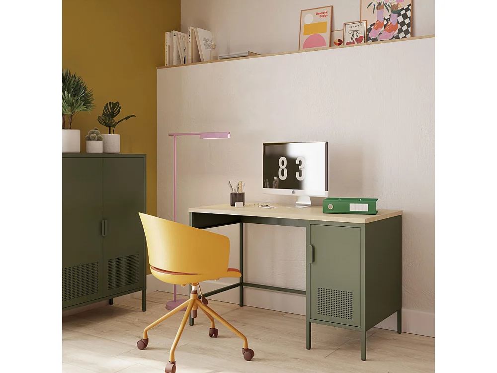 Adel - Bureau 1 porte en métal L120cm - Vert